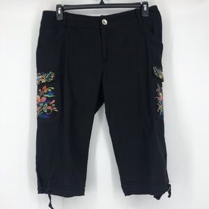 2 Friends Black Embroidered Black Cargo  Size L